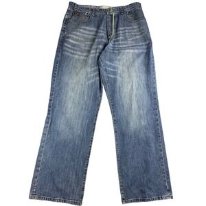 Y2K Akademiks Jeans Men 38 Wide Leg Baggy Hip Hop Streetwear Hong Kong Made